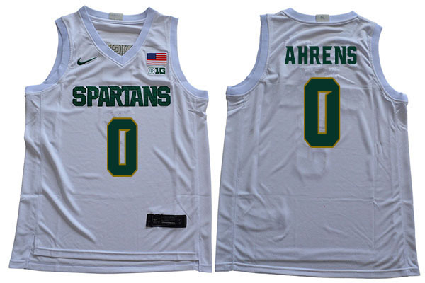 2019-20 Men #0 Kyle Ahrens Michigan State Spartans College Basketball Jerseys Sale-White - Click Image to Close